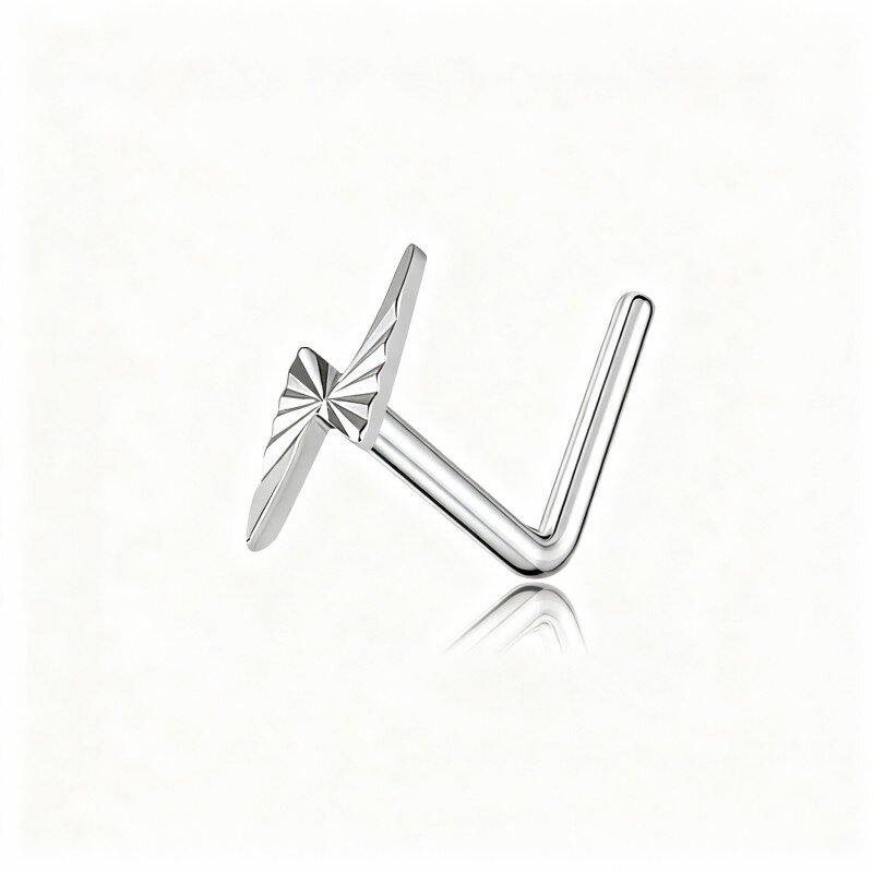 10K White Gold Lightning Nose Ring-12