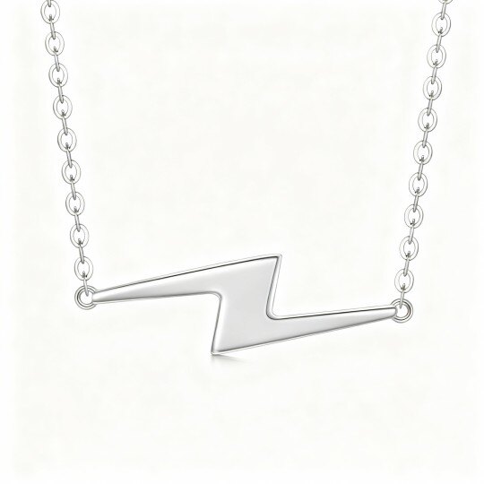 Colar com pendente raio em ouro branco 10K
