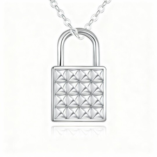 Collar con colgante de candado de oro blanco de 10 quilates