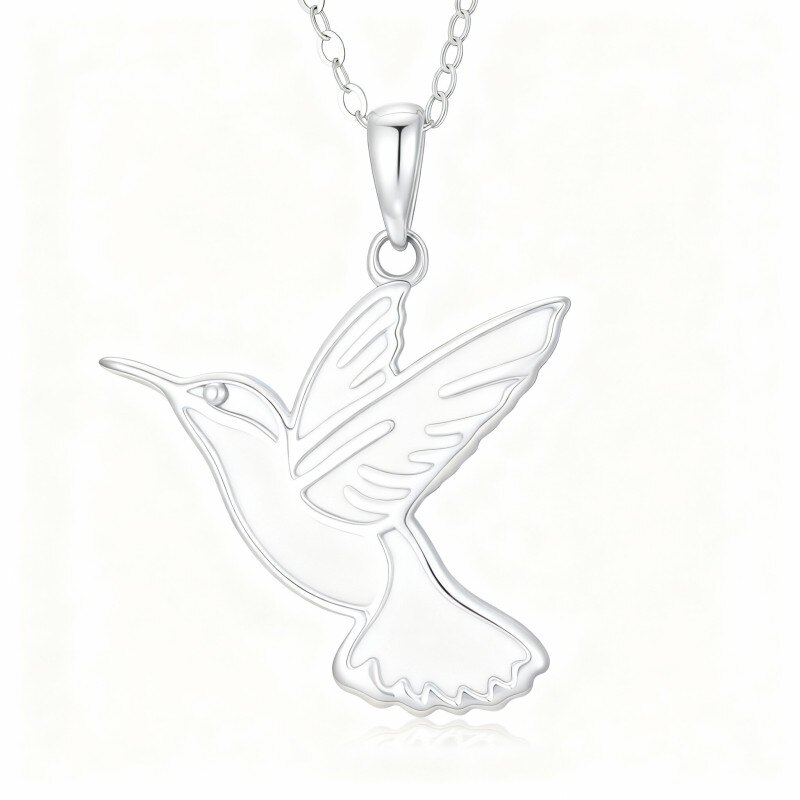 Collier pendentif colombe en or blanc 18 carats et malachite-1