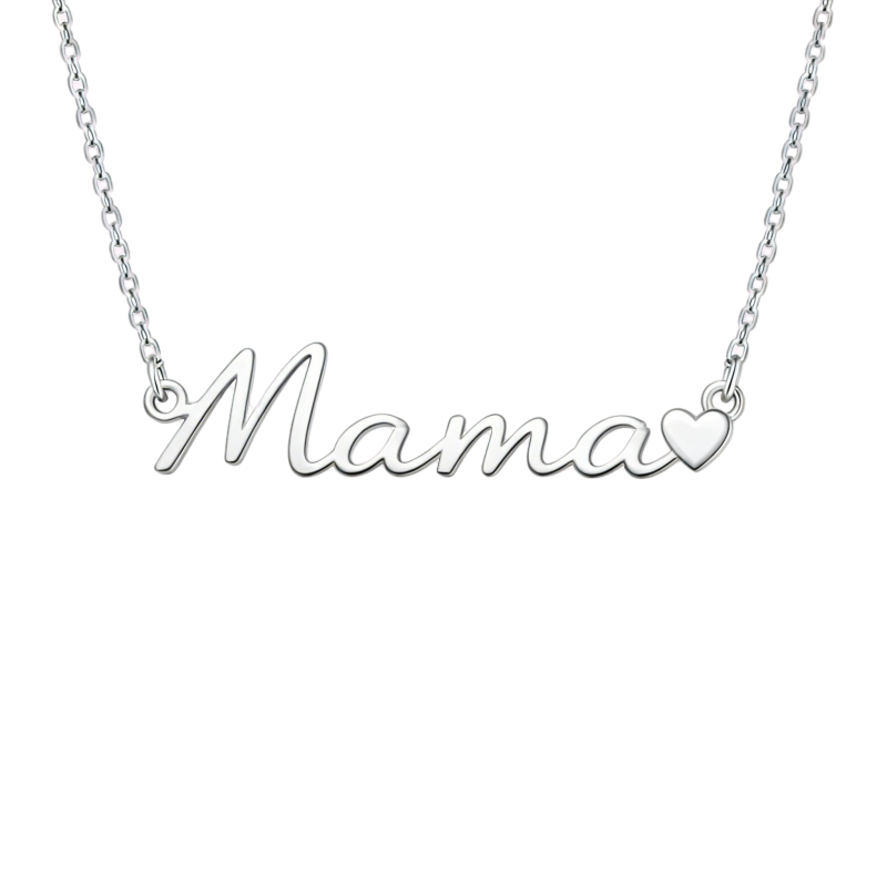Collier pendentif Maman et Cœur en or blanc 10 carats-1