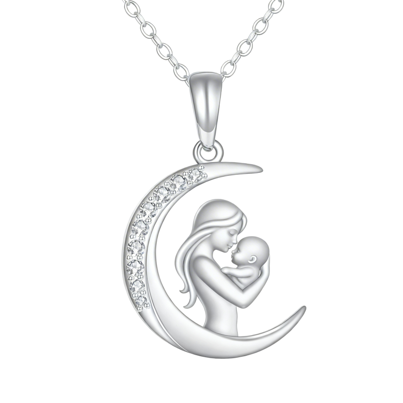 Collar con colgante de oro blanco de 10 quilates con circonita cúbica 