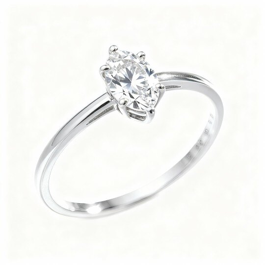 Bague de fiançailles en or blanc 10 carats, taille marquise