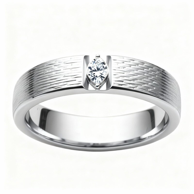 Anel de Noivado Personalizado em Ouro Branco 14K com Diamantes de Laboratório em Corte Marquise, Cor D, Clareza VS, 3EX-1