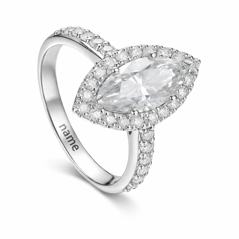 10K White Gold Marquise Shaped Moissanite Couple Ring-1