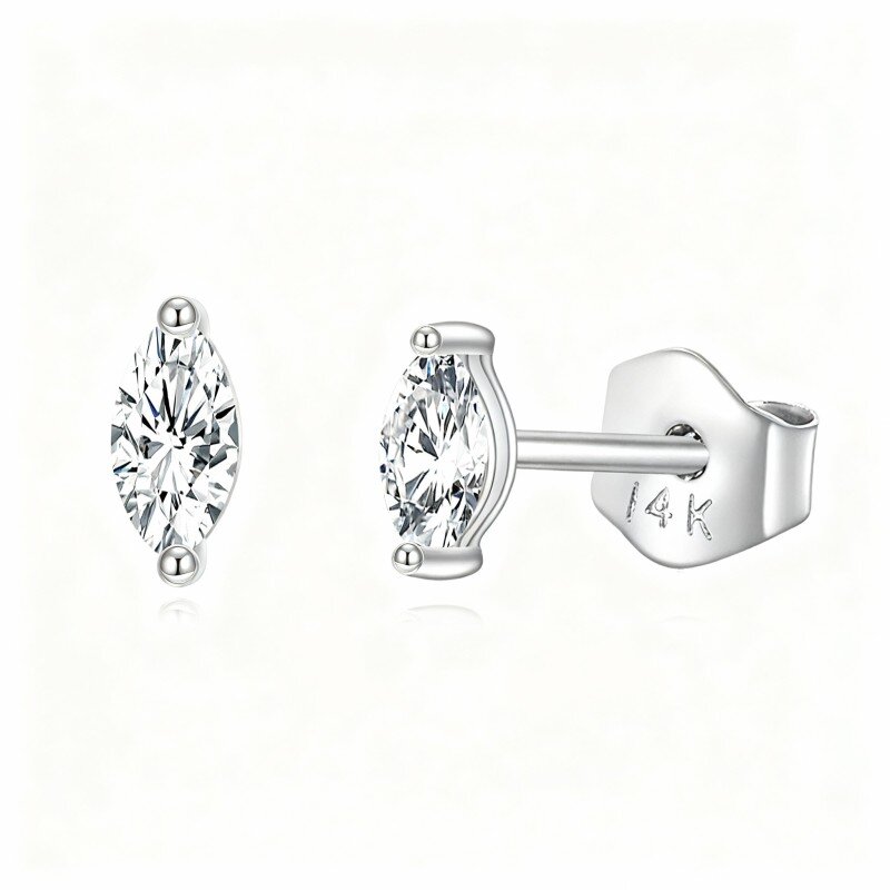 Ohrstecker aus 10-karätigem Weißgold mit Moissanit im Marquise-Schliff-18