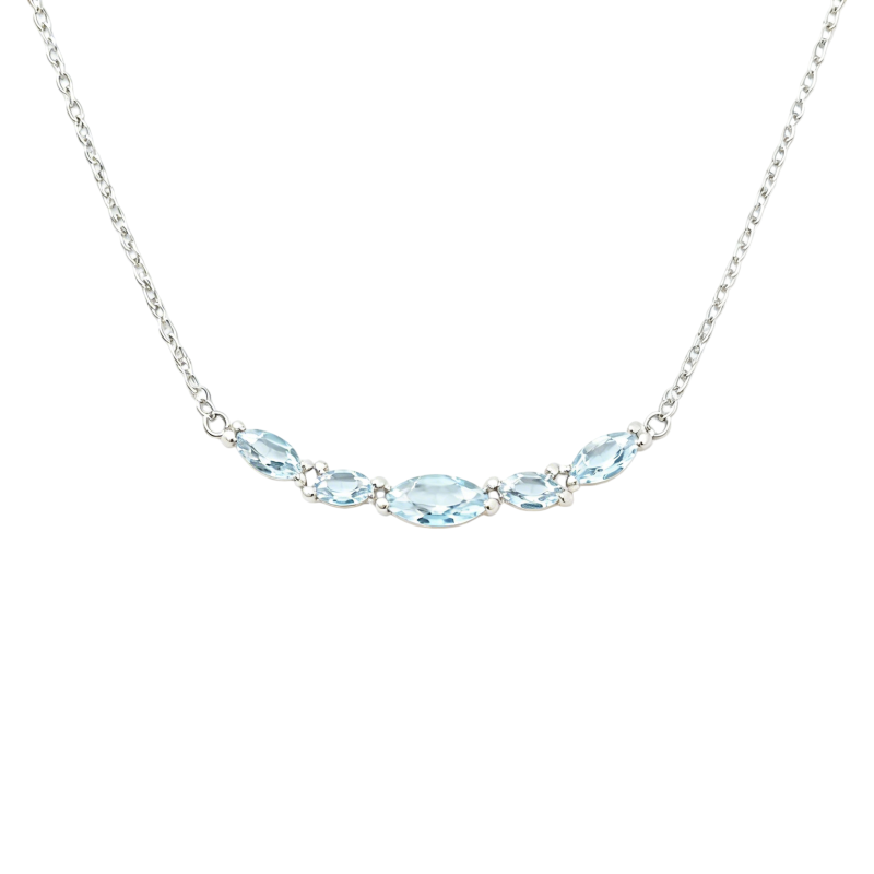 Collier pendentif en or blanc 18 carats avec topaze taille marquise-1