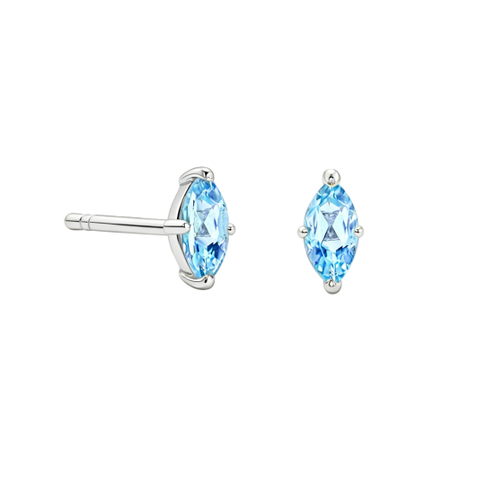 Kolczyki z białego złota 10K z topazem w szlifie markizowym