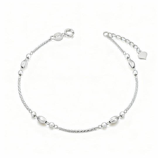 Pulsera de cuentas de metal de oro blanco de 10 quilates