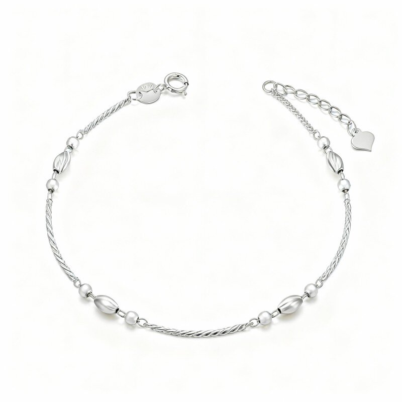 Pulseira de contas de metal em ouro branco 10K-11