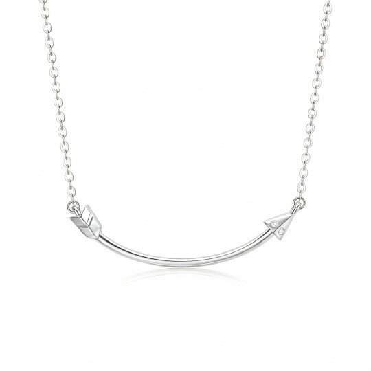 Halskette mit Moissanit-Pfeilanhänger aus 10-karätigem Weißgold