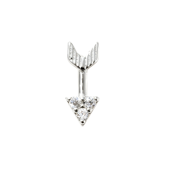 Kolczyki z moissanitem i strzałą z białego złota 10K