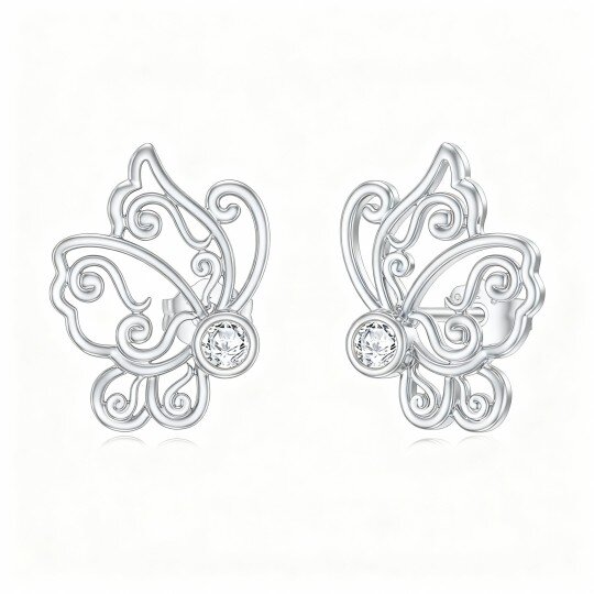 10K White Gold Moissanite Bead Stud Earrings