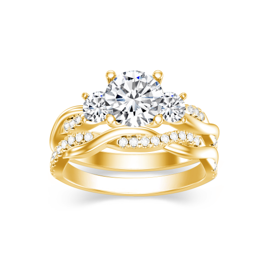 Komplet ślubny z 10-karatowego białego złota z moissanitem