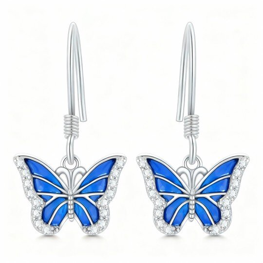 10K White Gold Moissanite Butterfly Drop Earrings
