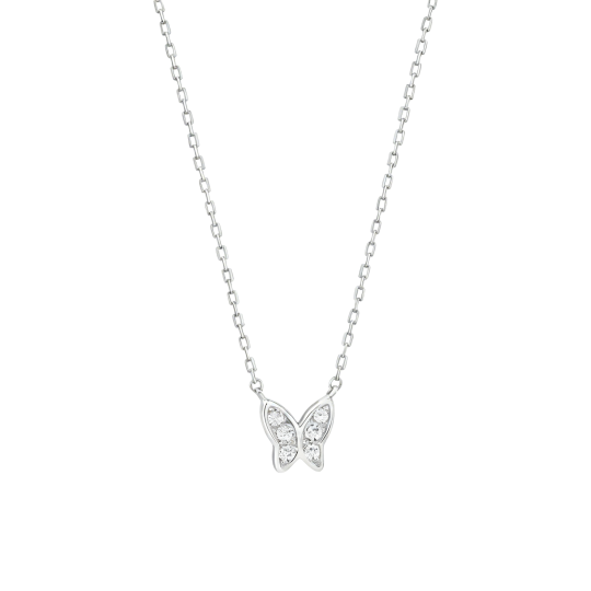 10K White Gold Moissanite Butterfly Pendant Necklace