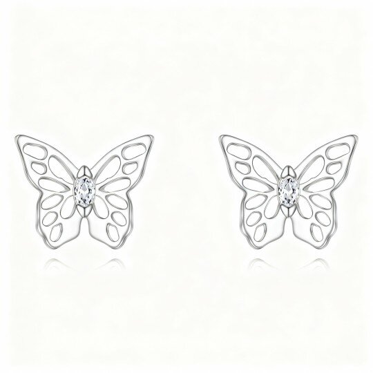 10K White Gold Moissanite Butterfly Stud Earrings