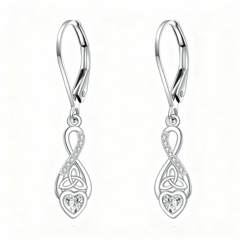 9K White Gold Moissanite Celtic Knot Drop Earrings-13