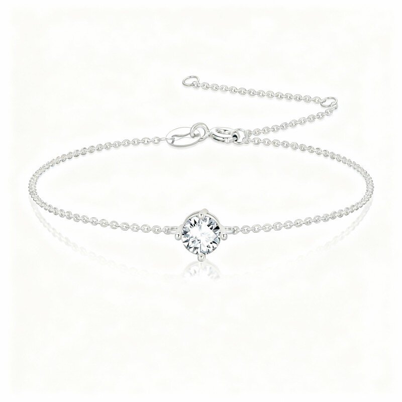 10K White Gold Moissanite Charm Bracelet-3