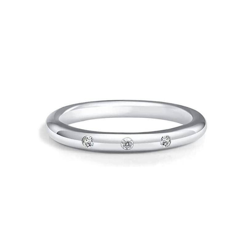 Bague de fiançailles ronde en or blanc 14 carats et moissanite-1