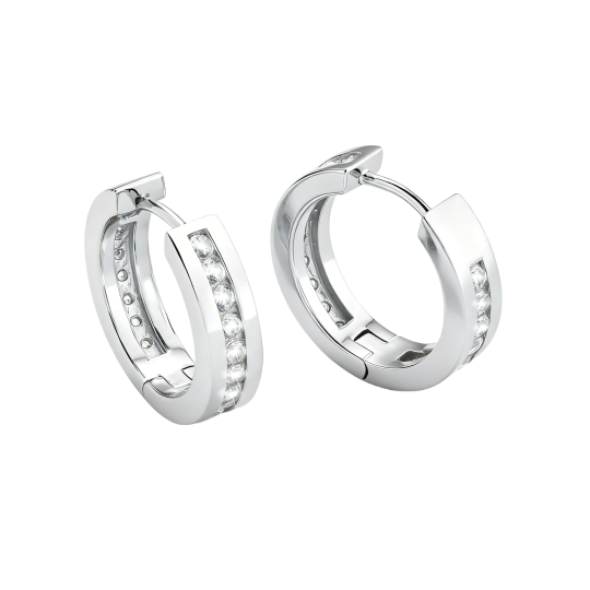 Kolczyki-koła z moissanitem z białego złota 10K dla mężczyzn