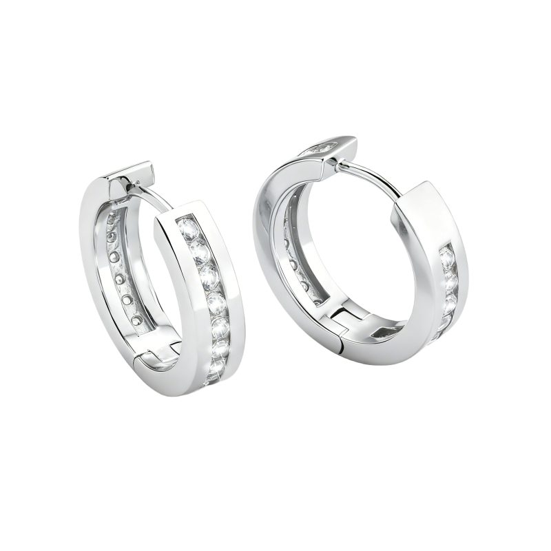 Pendientes de aro circulares de moissanita en oro blanco de 10 quilates para hombre-10