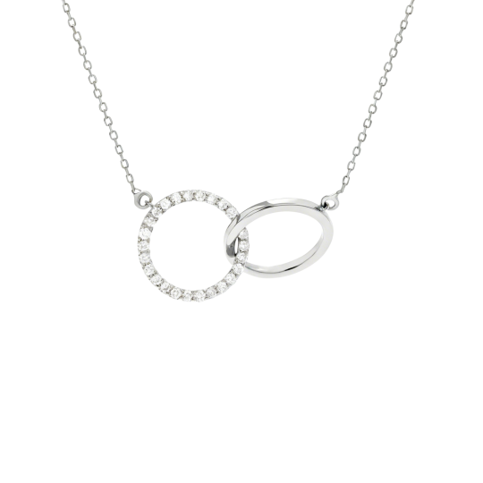 Collar con colgante circular de moissanita en oro blanco de 10 quilates