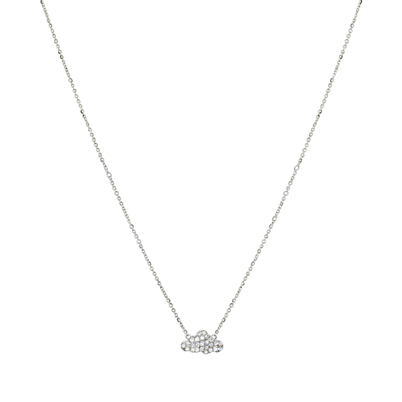 Collar con colgante de nube de moissanita chapado en platino y oro blanco-1
