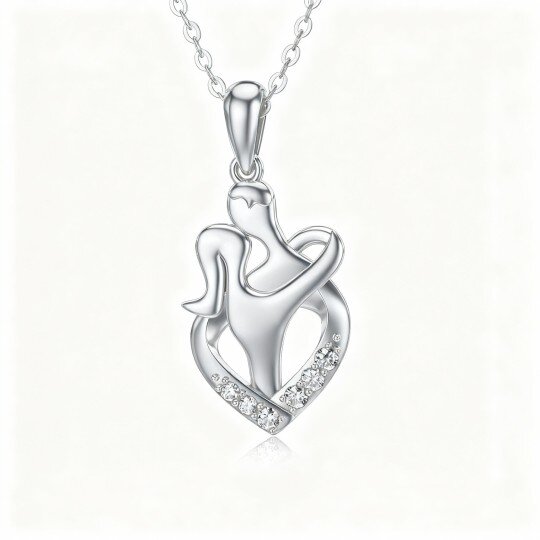 10K White Gold Moissanite Couple Pendant Necklace
