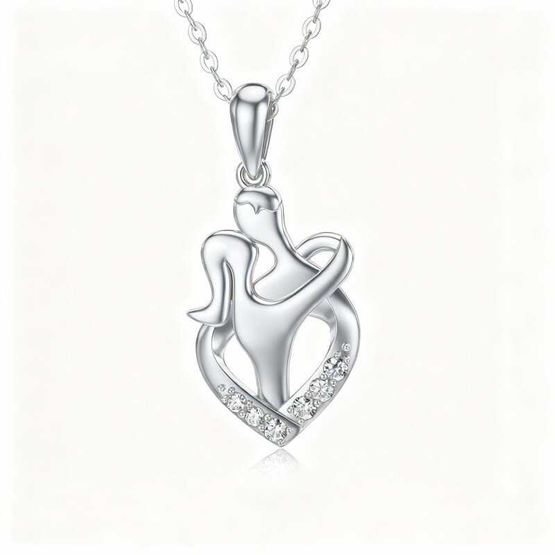 10K White Gold Moissanite Couple Pendant Necklace-16