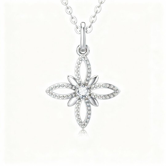 Naszyjnik z krzyżem z białego złota 10K z moissanitem