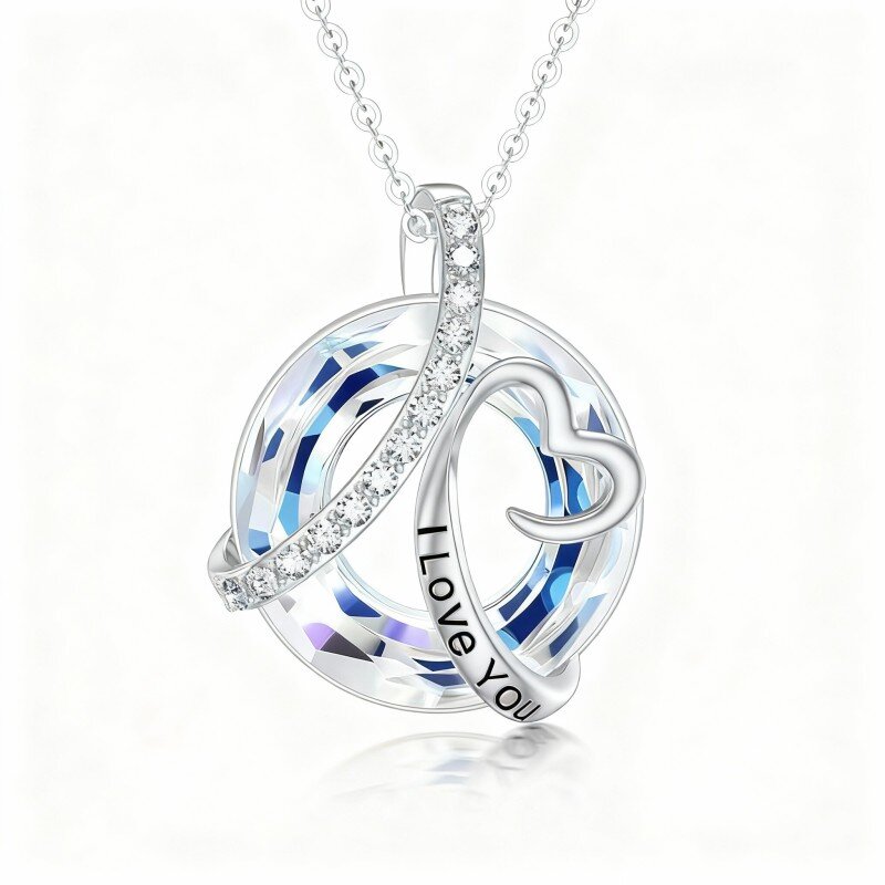 10K White Gold Moissanite & Crystal Infinity Symbol Pendant Necklace-7