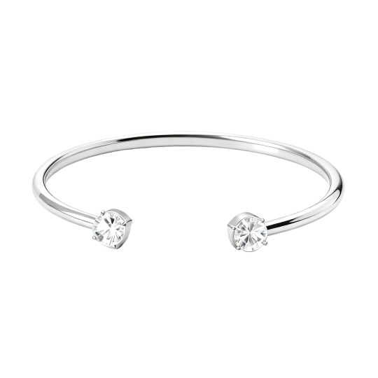 Pulseira rígida de ouro branco 10K com moissanita para homem