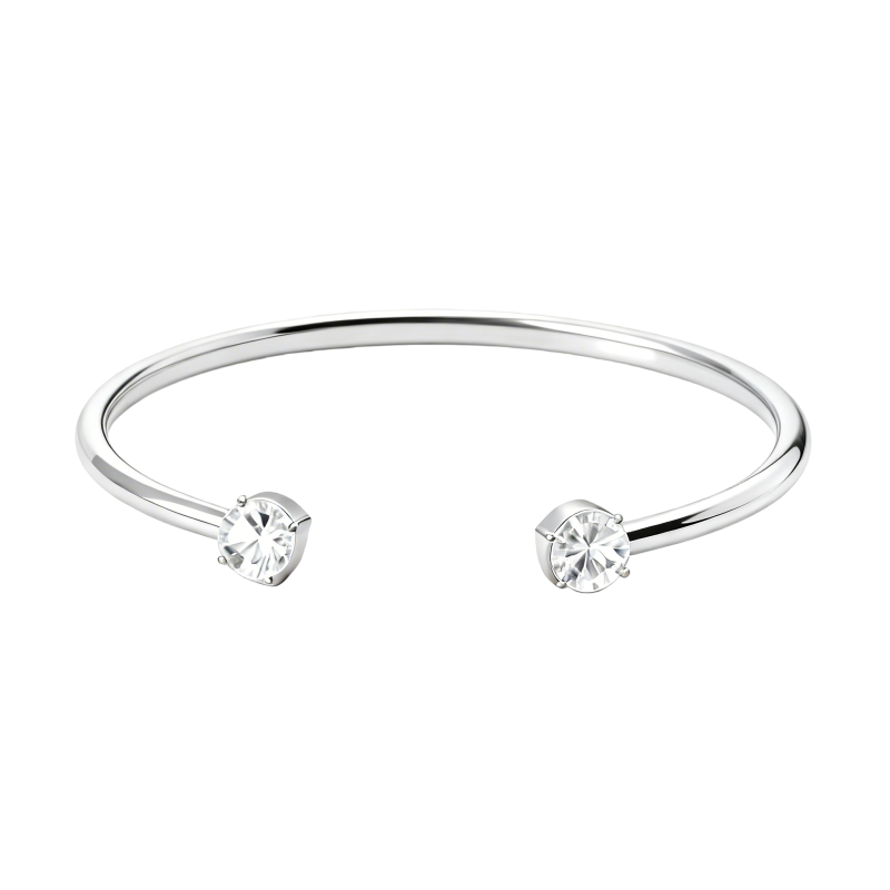 Pulsera tipo brazalete de moissanita en oro blanco de 18 quilates para hombre-1