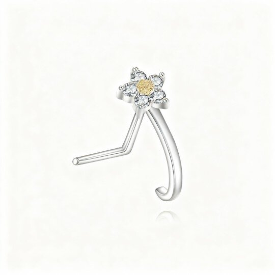 10K White Gold Moissanite Daisy Nose Ring