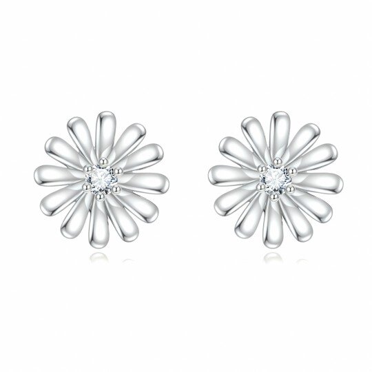 10K White Gold Moissanite Daisy Stud Earrings