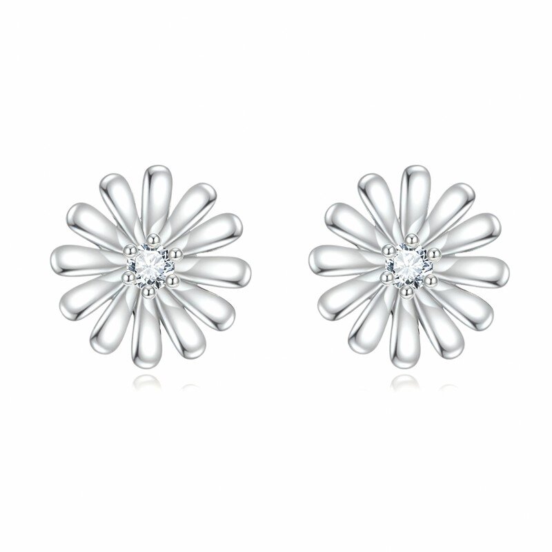 10K White Gold Moissanite Daisy Stud Earrings-20