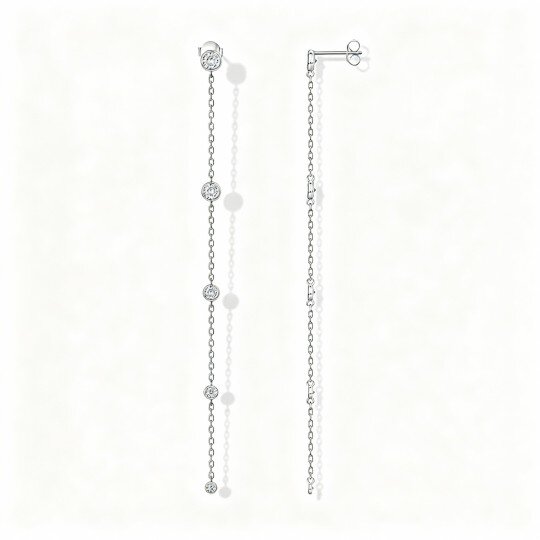 10K White Gold Moissanite Drop Earrings
