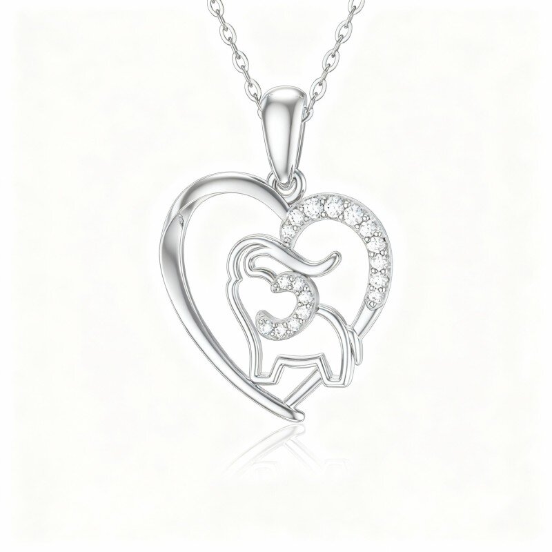 10K White Gold Moissanite Elephant Pendant Necklace-11
