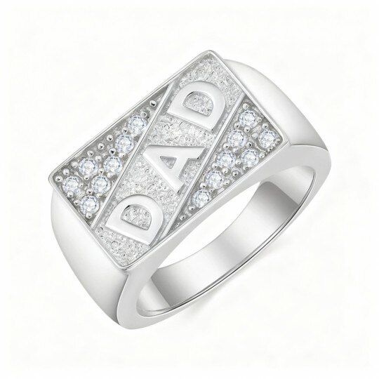 10K White Gold Moissanite Engagement Ring for Men