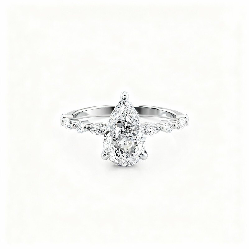 14Kホワイトゴールド モアッサナイト エンゲージリング-1