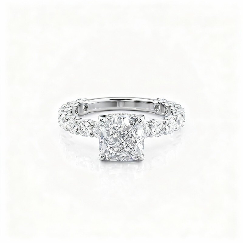 14Kホワイトゴールド モアッサナイト エンゲージリング-1