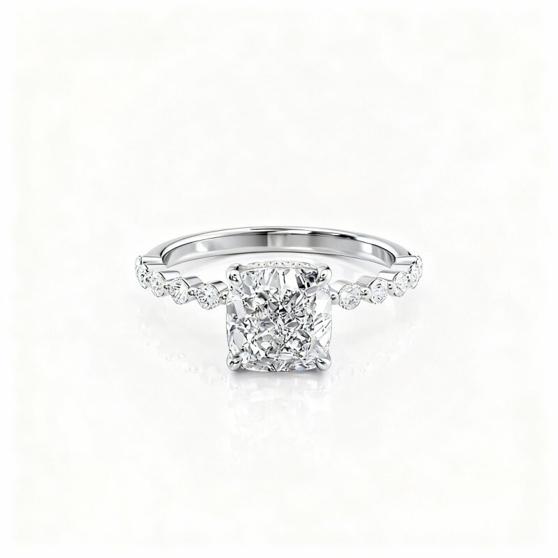 プラチナとホワイトゴールドメッキのモアッサナイトのエンゲージリング-1