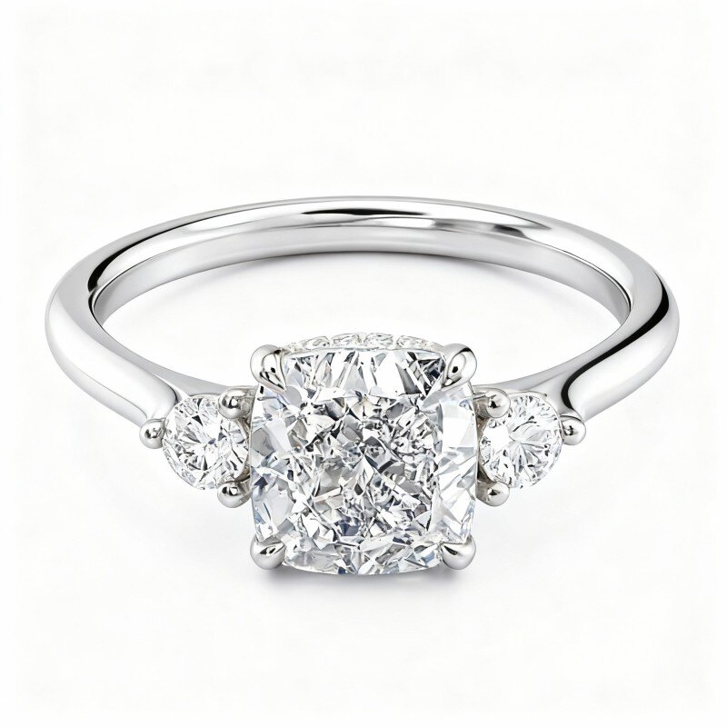 Verlobungsring aus 10-karätigem Weißgold mit Moissanit-4