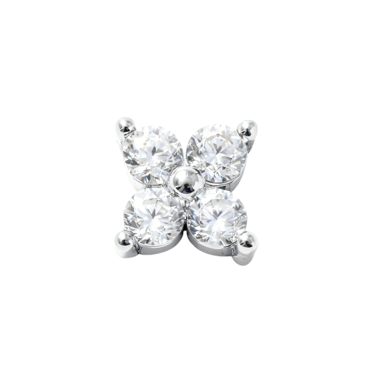 Kolczyki z moissanitem i czterolistną koniczyną wykonane z 10-karatowego białego złota