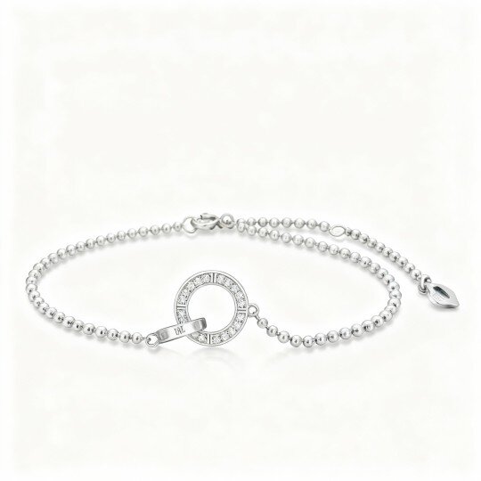 Bague/bracelet à breloques en or blanc 10 carats et moissanite Generation