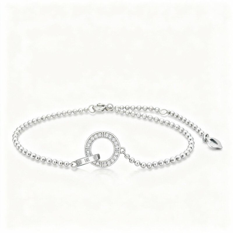 Pulseira com pendente de anel Generation em ouro branco 10K com moissanita-14