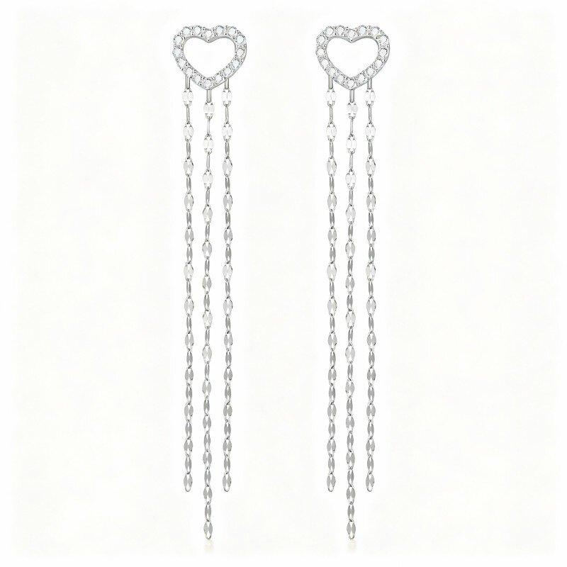 أقراط متدلية من الذهب الأبيض عيار 10 قيراط مرصعة بأحجار الموزانيت على شكل قلب-17