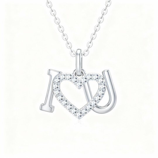 10K White Gold Moissanite Heart Pendant Necklace