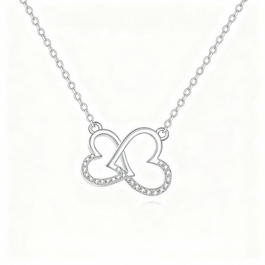 10K White Gold Moissanite Heart Pendant Necklace